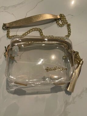 Lilly Pulitzer Clear Crossbody with Gold Trim and Chain